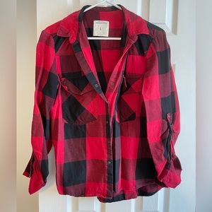 Zara Womens premium denim collection plaid shirt